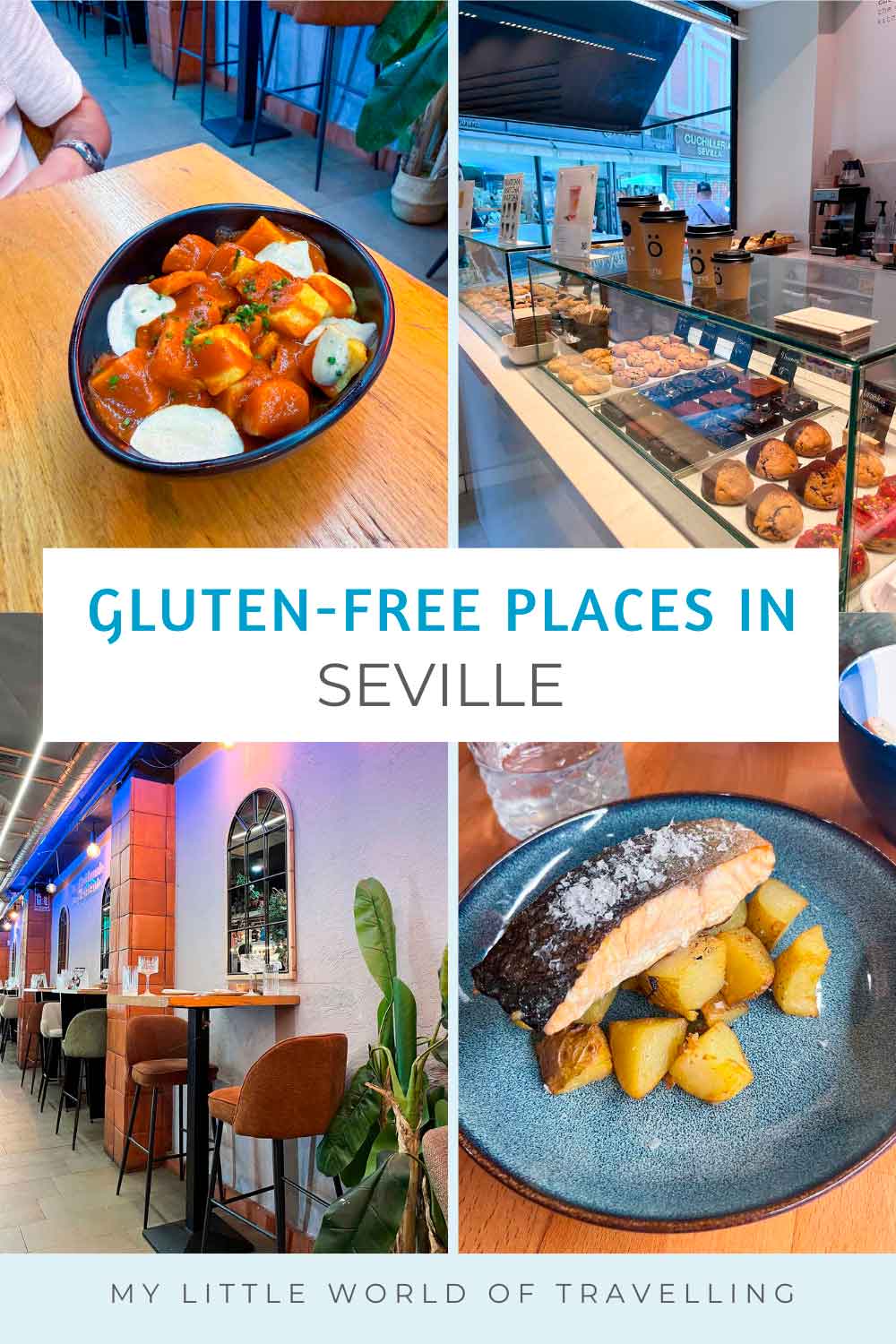 Ultimate Guide to Gluten-Free Seville 1 Pinterest pin that reads gluten-free seville guide.